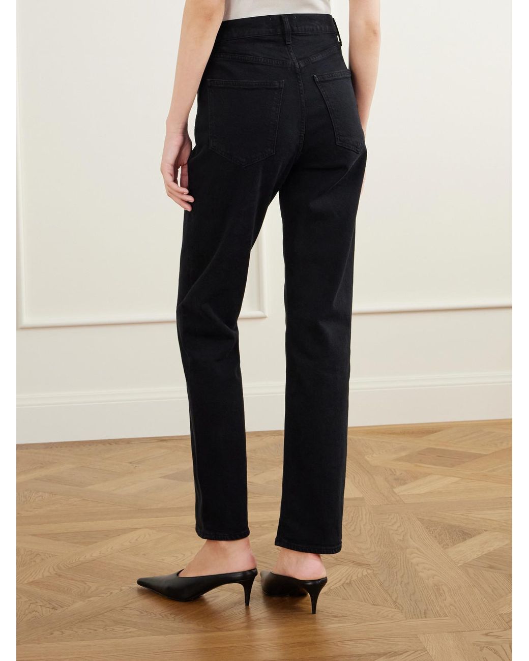 Agolde Blue Lana Mid-Rise Straight-Leg Jeans