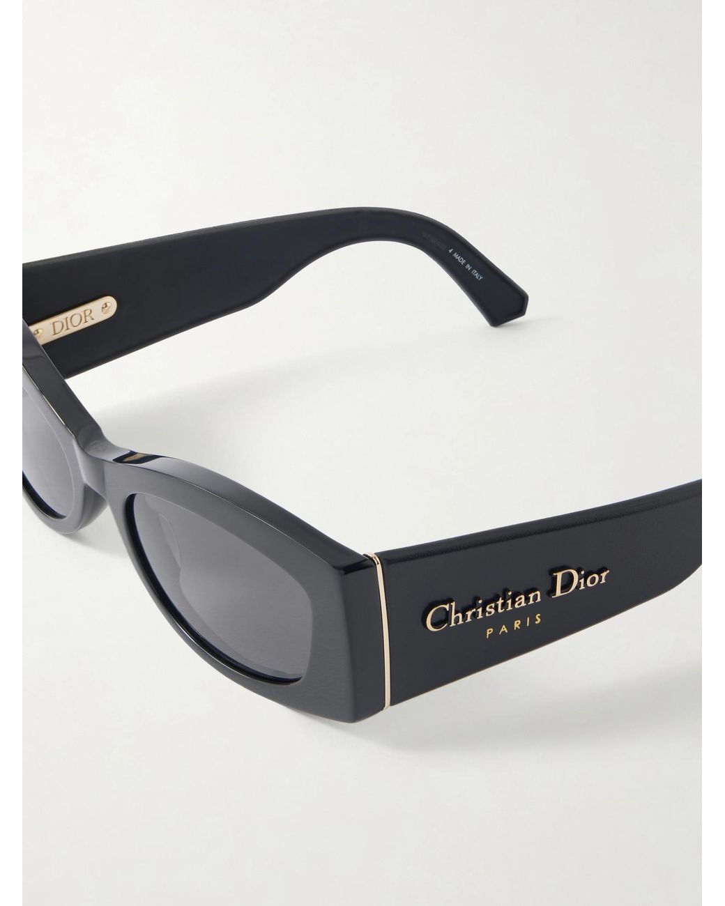 Dior Black Diorombre S1I Rectangular-Frame Leather-Trimmed Acetate Sunglasses