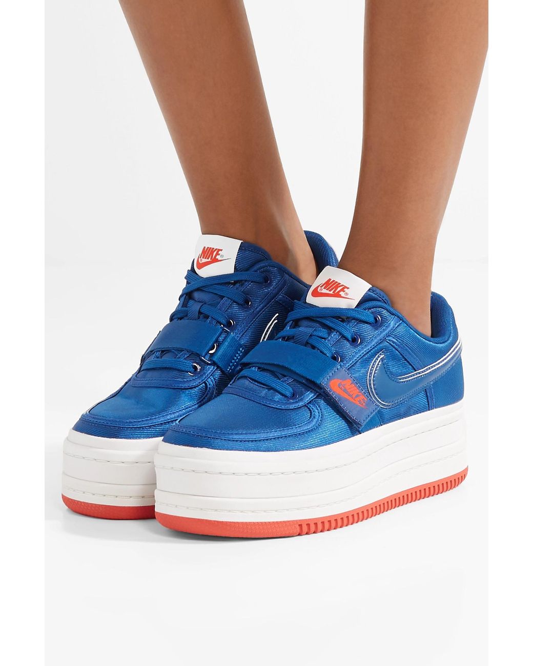Nike Vandal 2k Faux Leather-trimmed Metallic Faille Platform Sneakers in  Blue | Lyst Canada