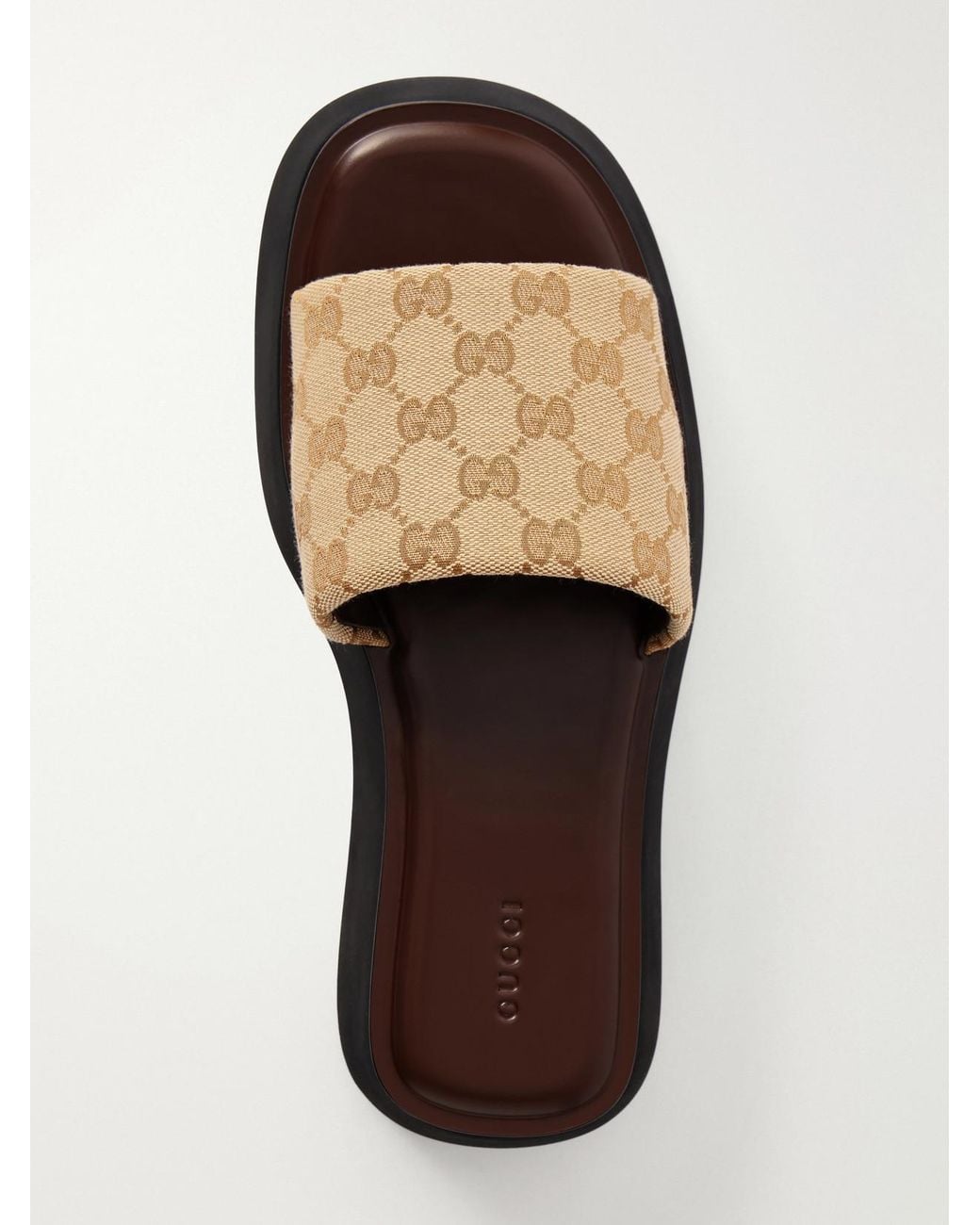 Gucci White Gg Supreme-Jacquard Canvas Platform Slides