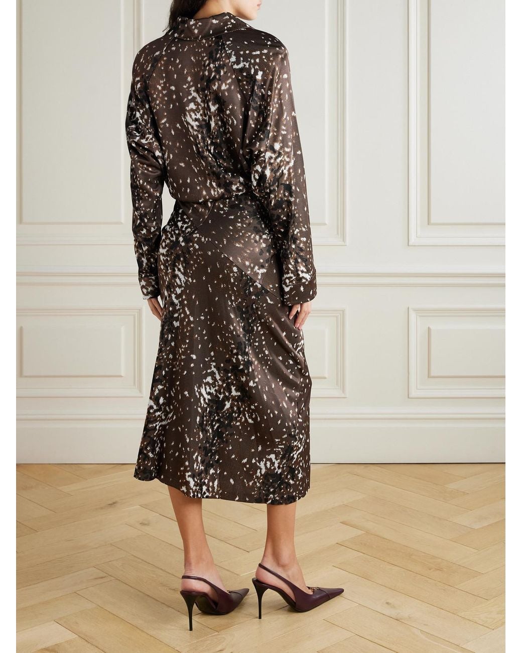 tory burch brown dress Theo Long Sleeve Dress in Cream and Black – Mode Sportif main image 1