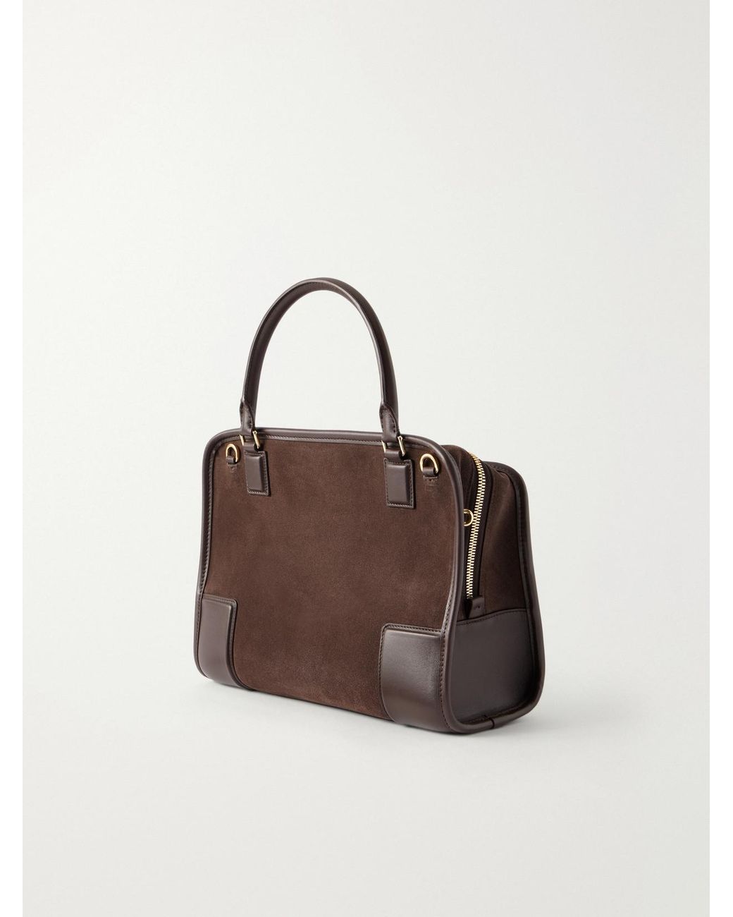 Loewe Brown Amazona 180 Medium Leather-Trimmed Suede Tote