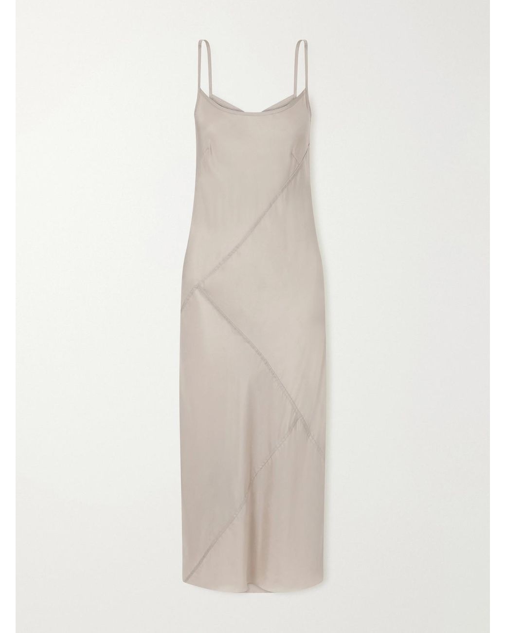 Lauren Manoogian White Paneled Satin Midi Dress