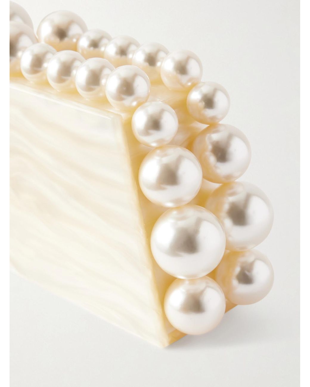 Cult Gaia Natural Eos Lungo Pearl-Effect Resin Clutch