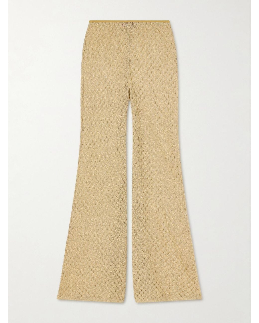 Missoni Natural Metallic Crochet-Knit Flared Pants