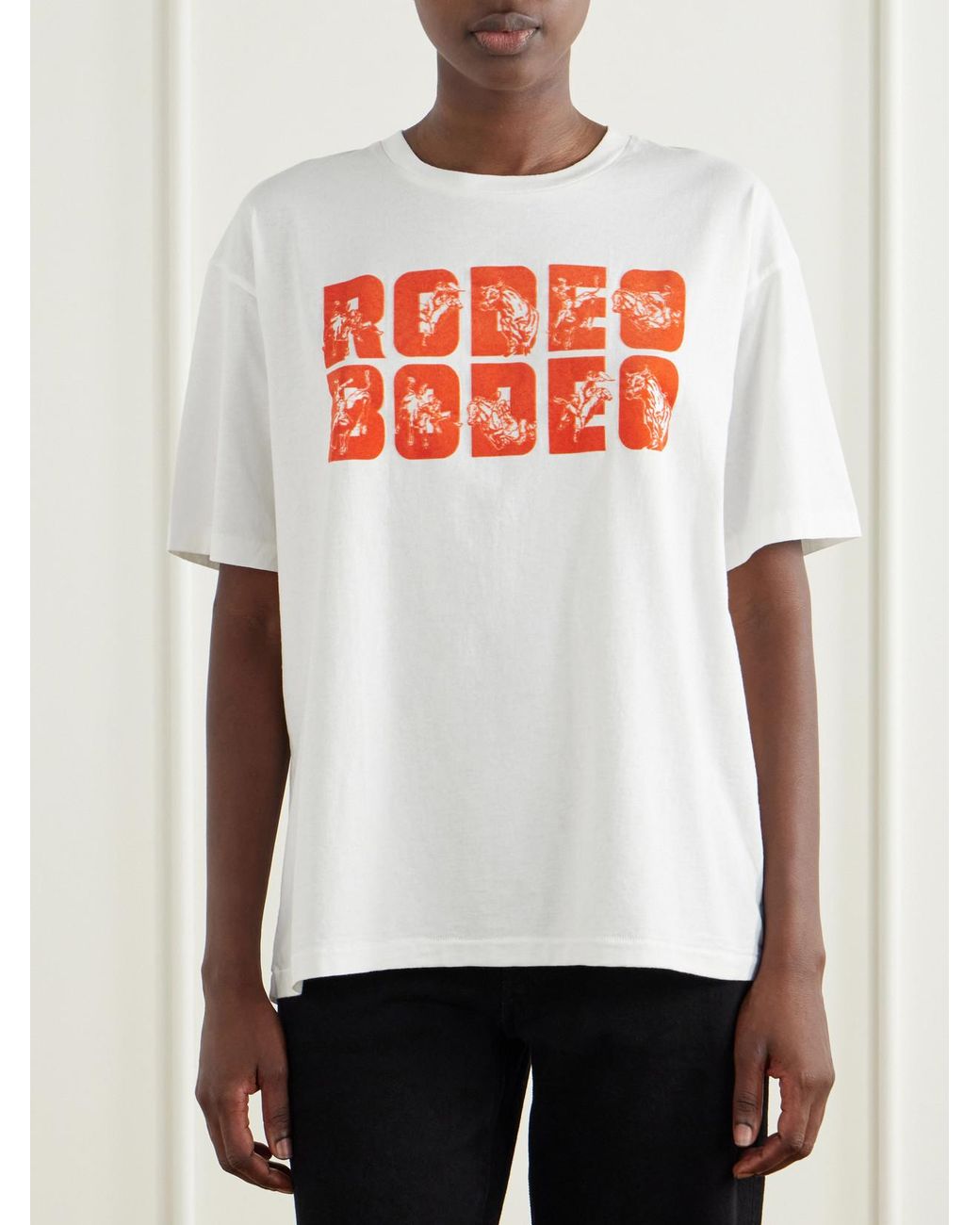 Bode White Rodeo O Printed Cotton-Jersey T-Shirt
