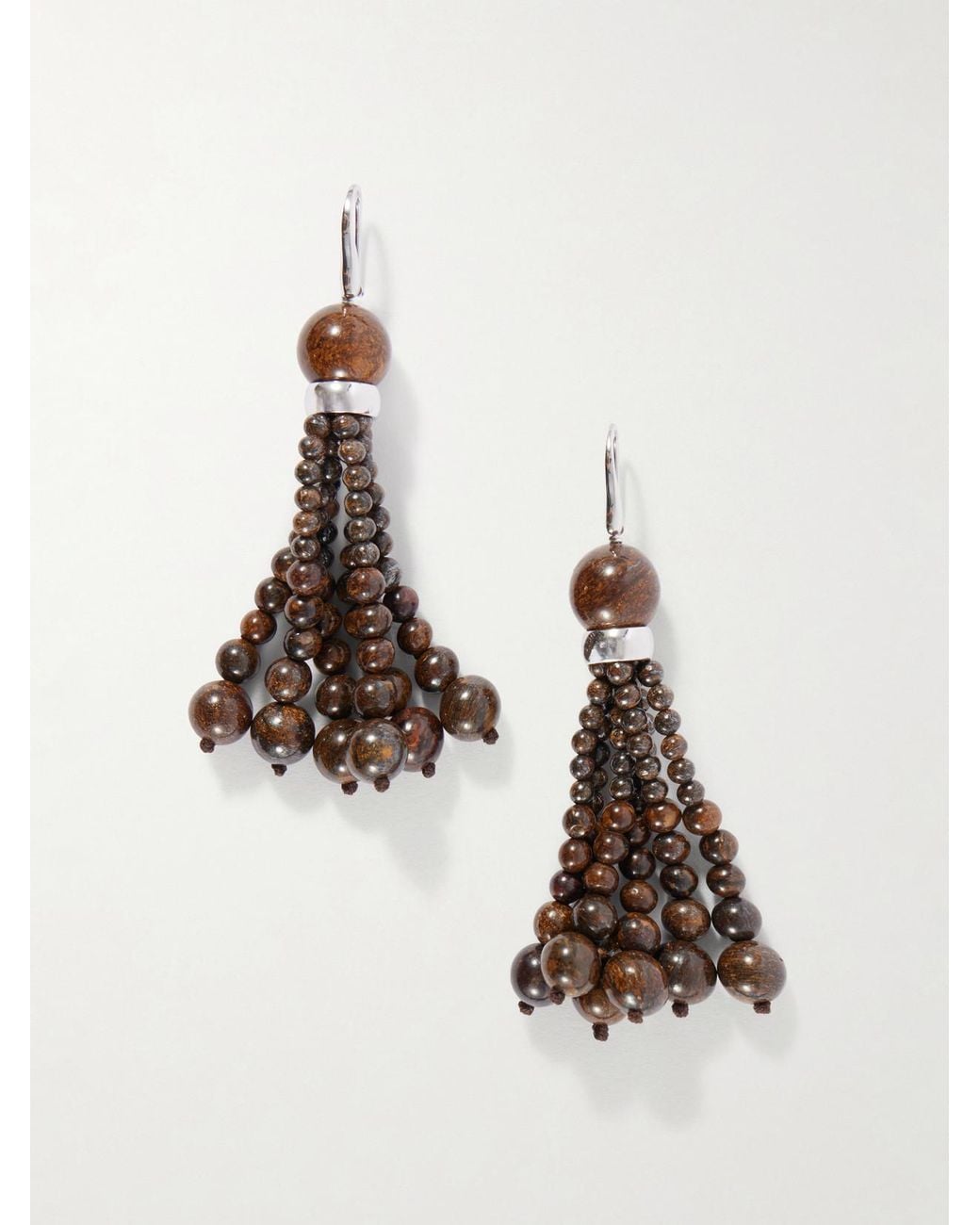 Le Sundial Natural Venice Opera Tasseled Sterling Bronzite Earrings