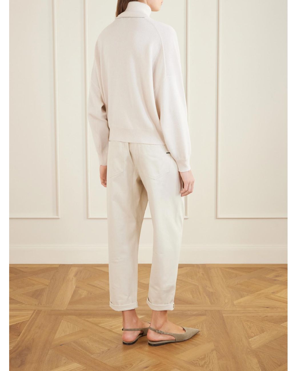 Brunello Cucinelli Natural Cashmere Turtleneck Sweater