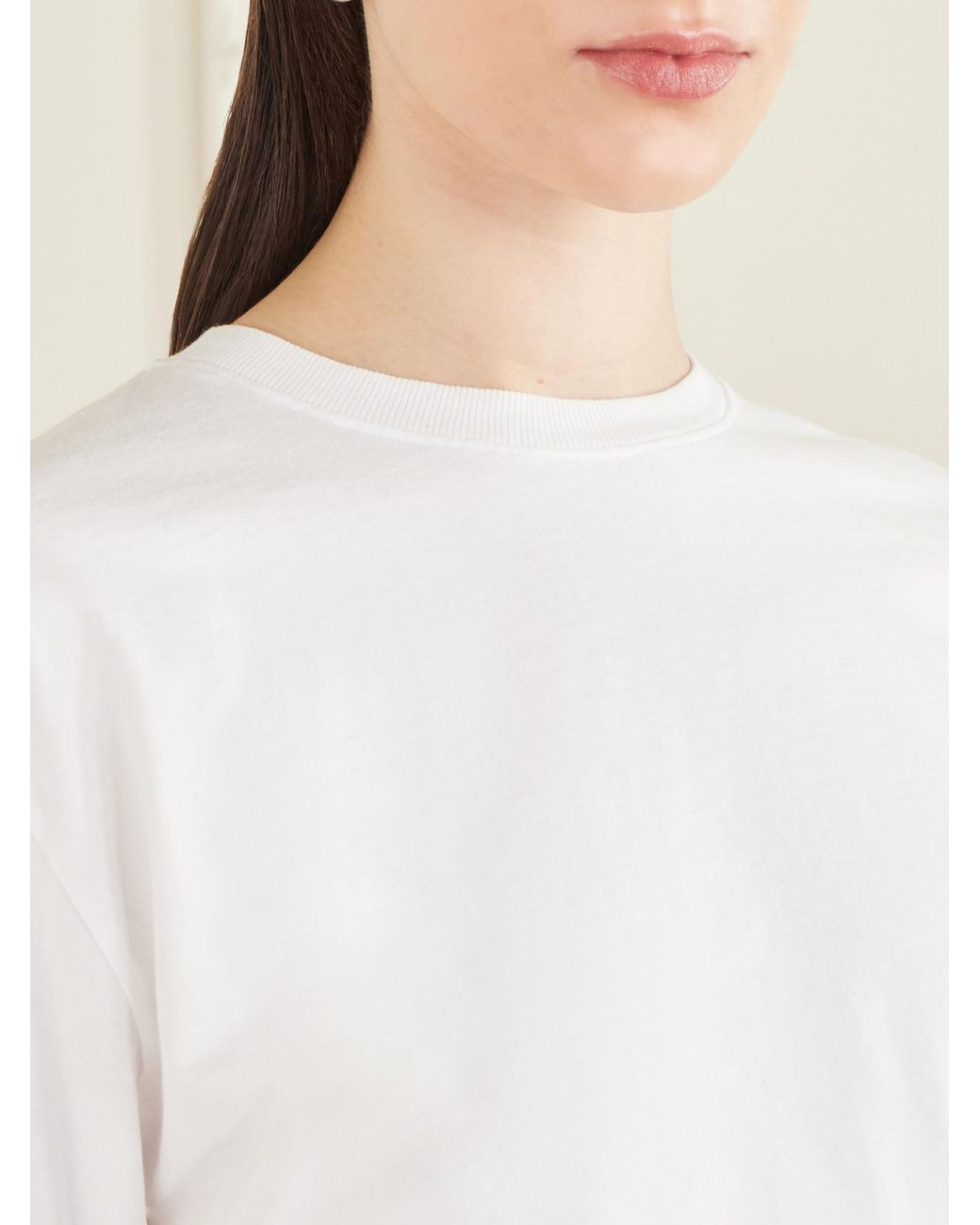 Agolde White Storey Gathered Cotton-Jersey T-Shirt