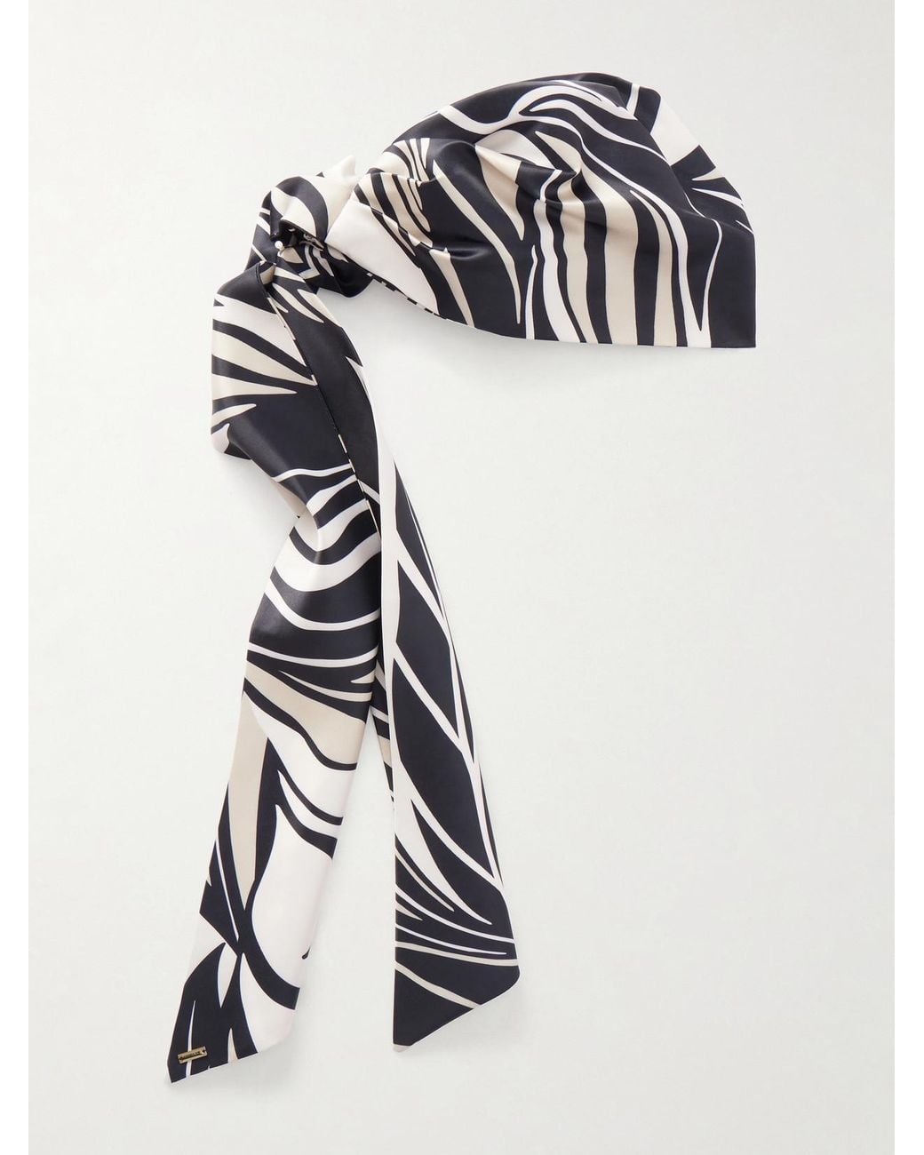 Eugenia Kim White Gigi Wave-Printed Satin Scarf