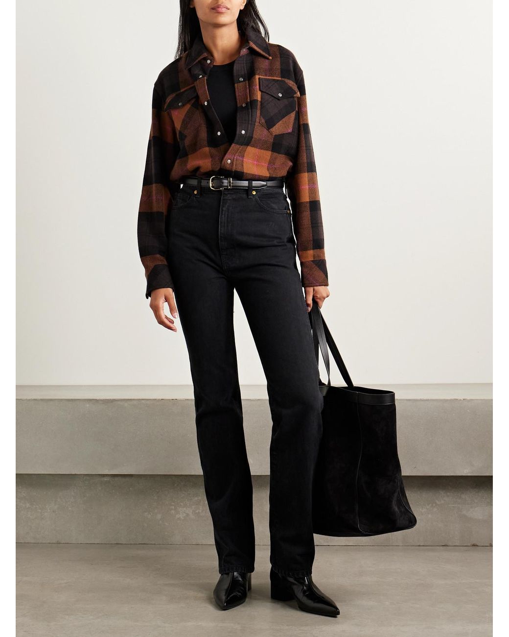 God's True Cashmere Brown Checked Cashmere Shirt