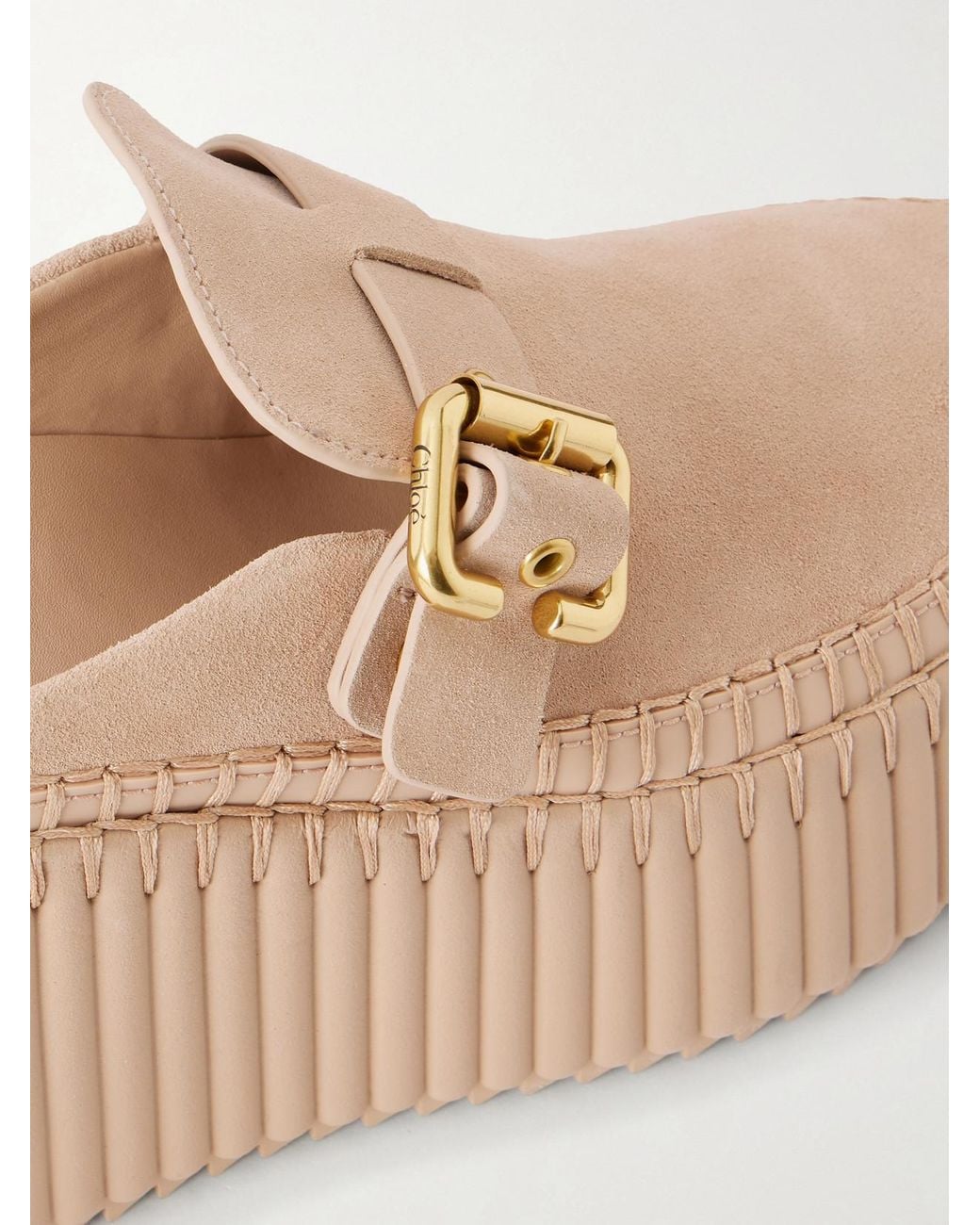 Chloé Natural Nama Suede Platform Mules