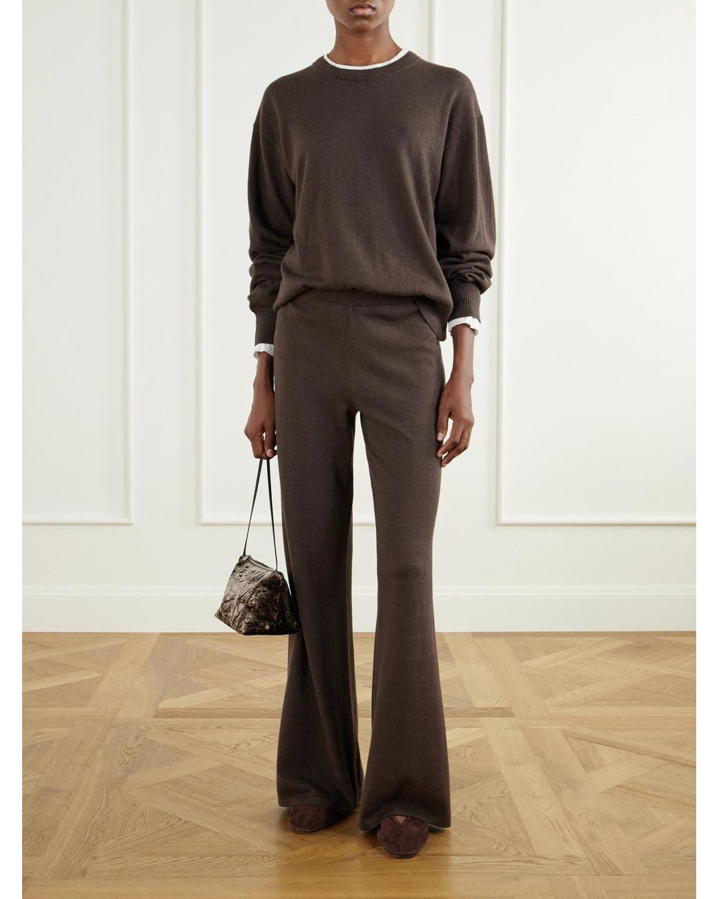 ÉTERNE Brown Cotton And Cashmere-Blend Sweater