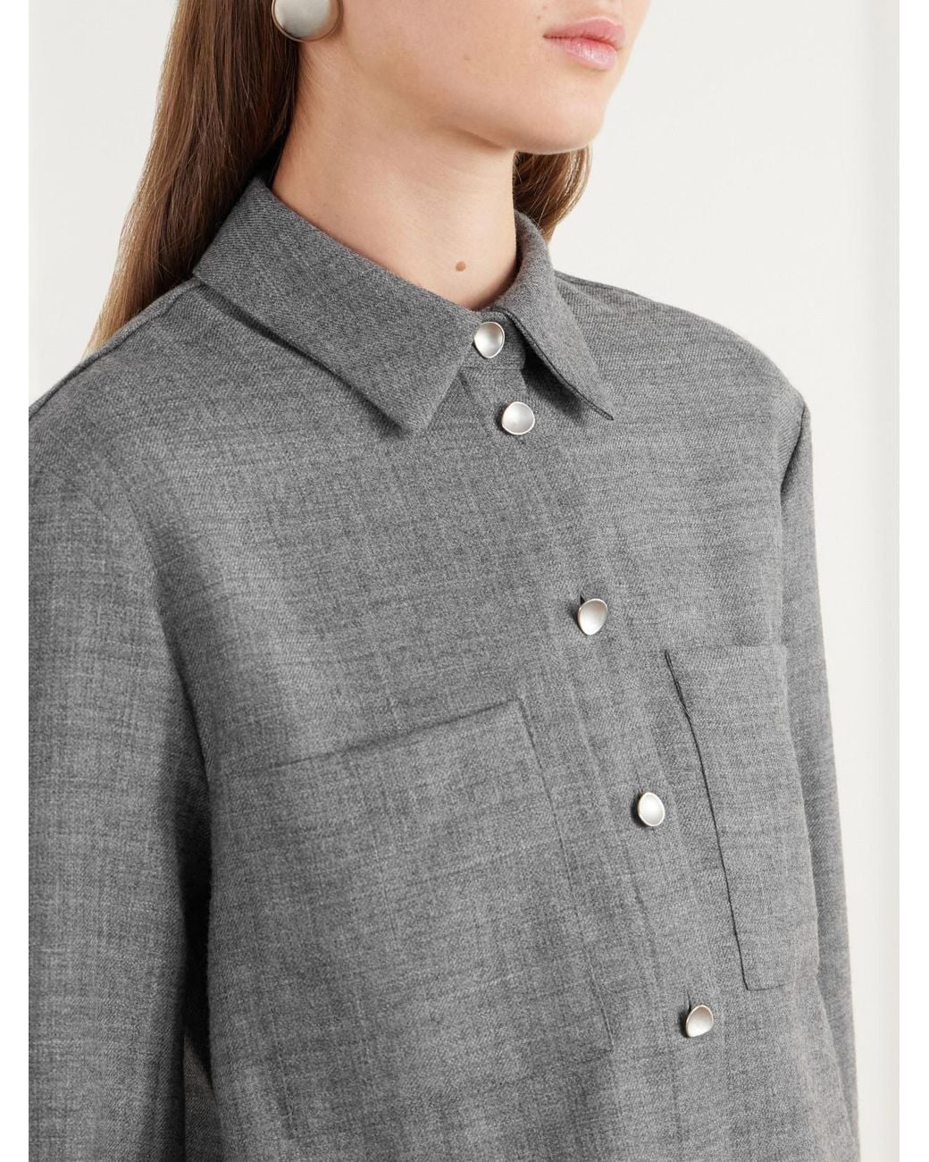 TOVE Gray Efa Wool-Fresco Shirt