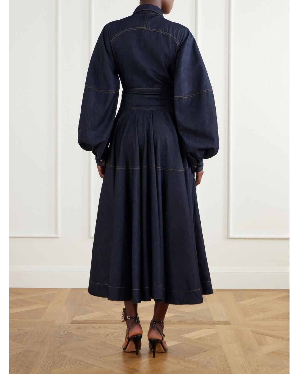 Zimmermann Blue Belted Denim Midi Dress
