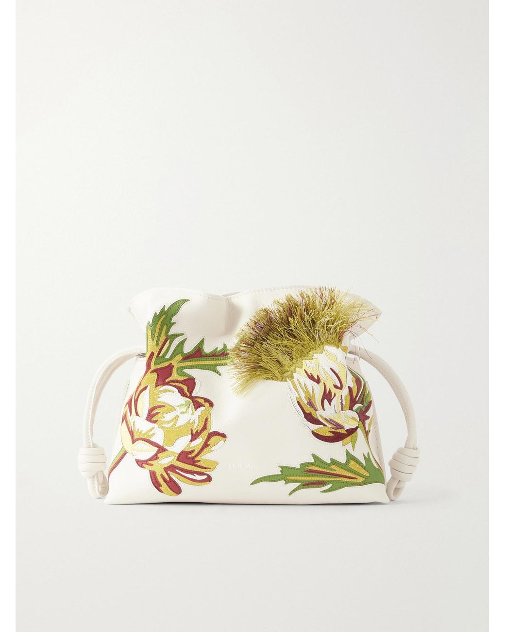 Loewe Metallic Paula Ibiza Flamenco Intarsio Mini Embroidered Leather Clutch