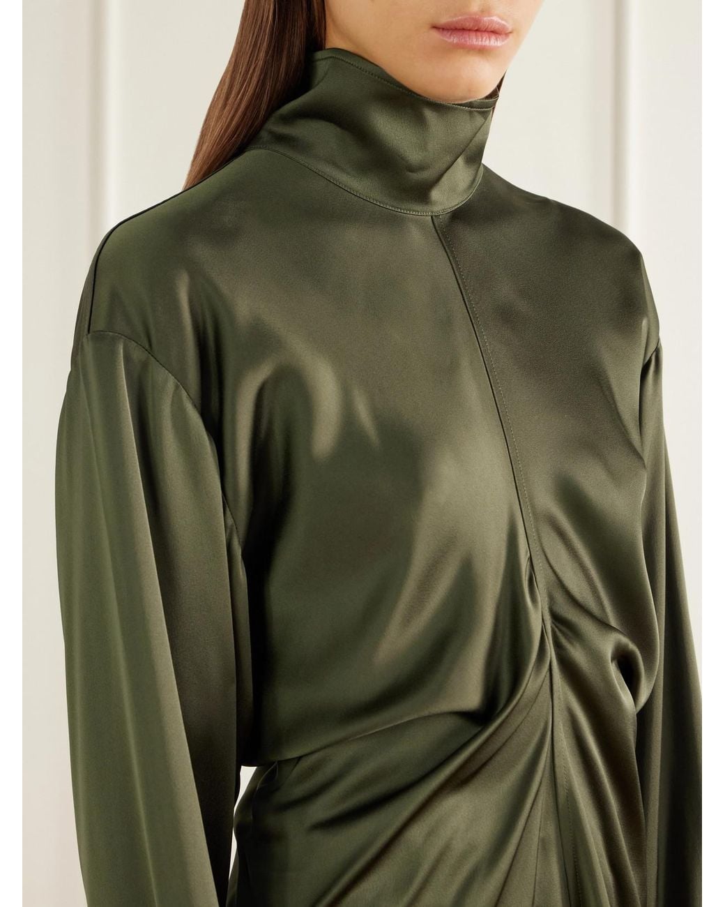 Totême Green Slouch Draped Satin Blouse