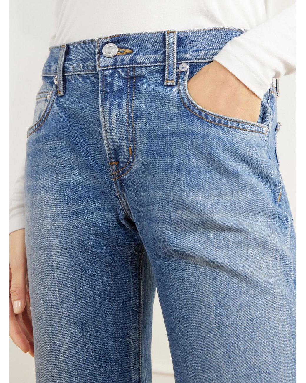 ÉTERNE Blue Chevy Low Rise Straight Jeans
