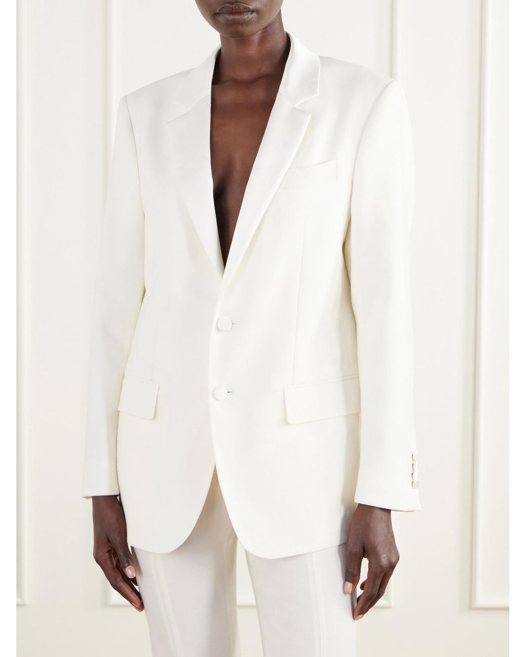 Gabriela Hearst White Ivy Wool-Woven Blazer