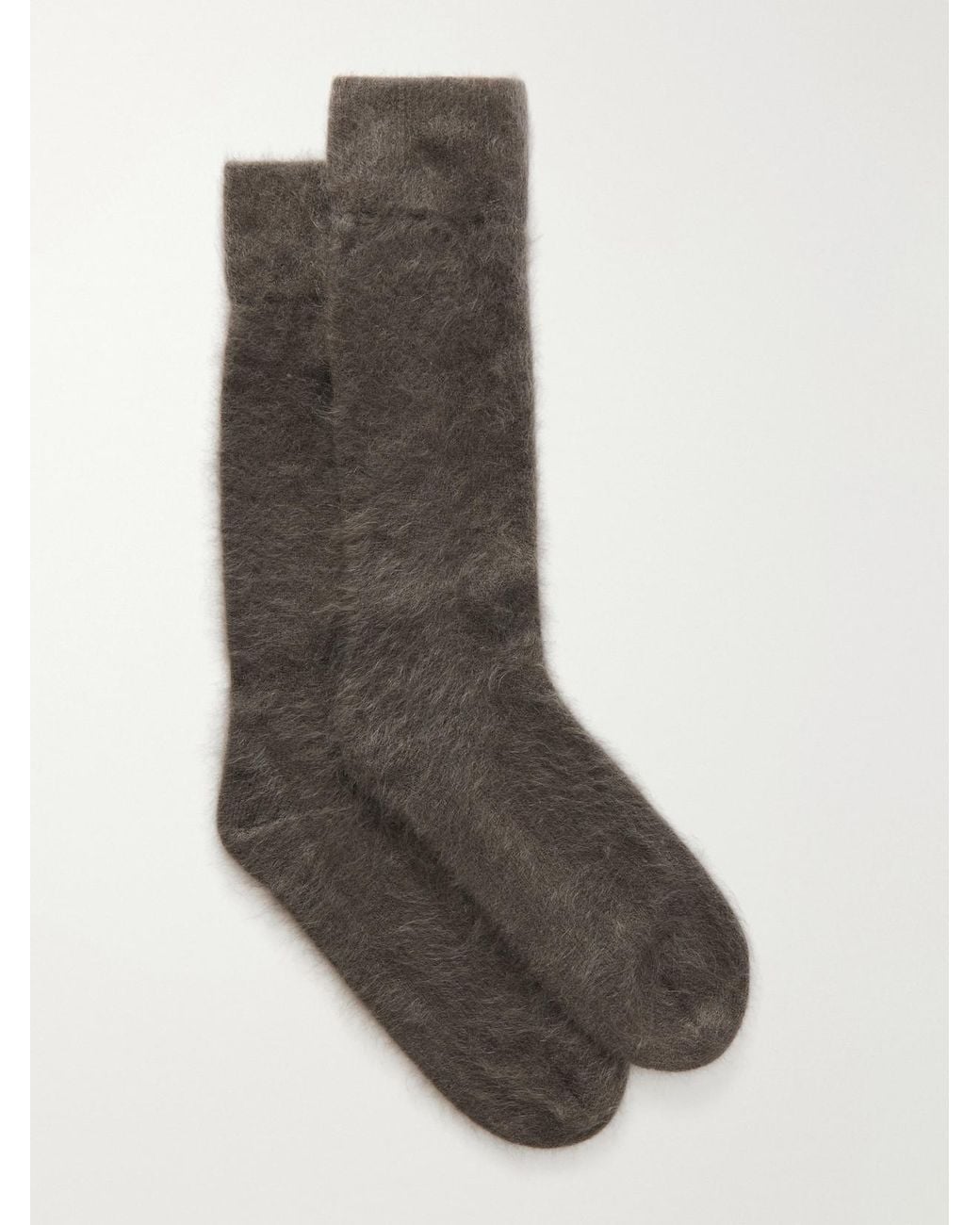Lisa Yang Gray Brushed Cashmere Socks