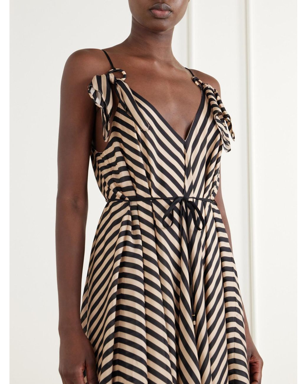 Zimmermann White Fairlight Tie-Detailed Striped Silk Midi Dress