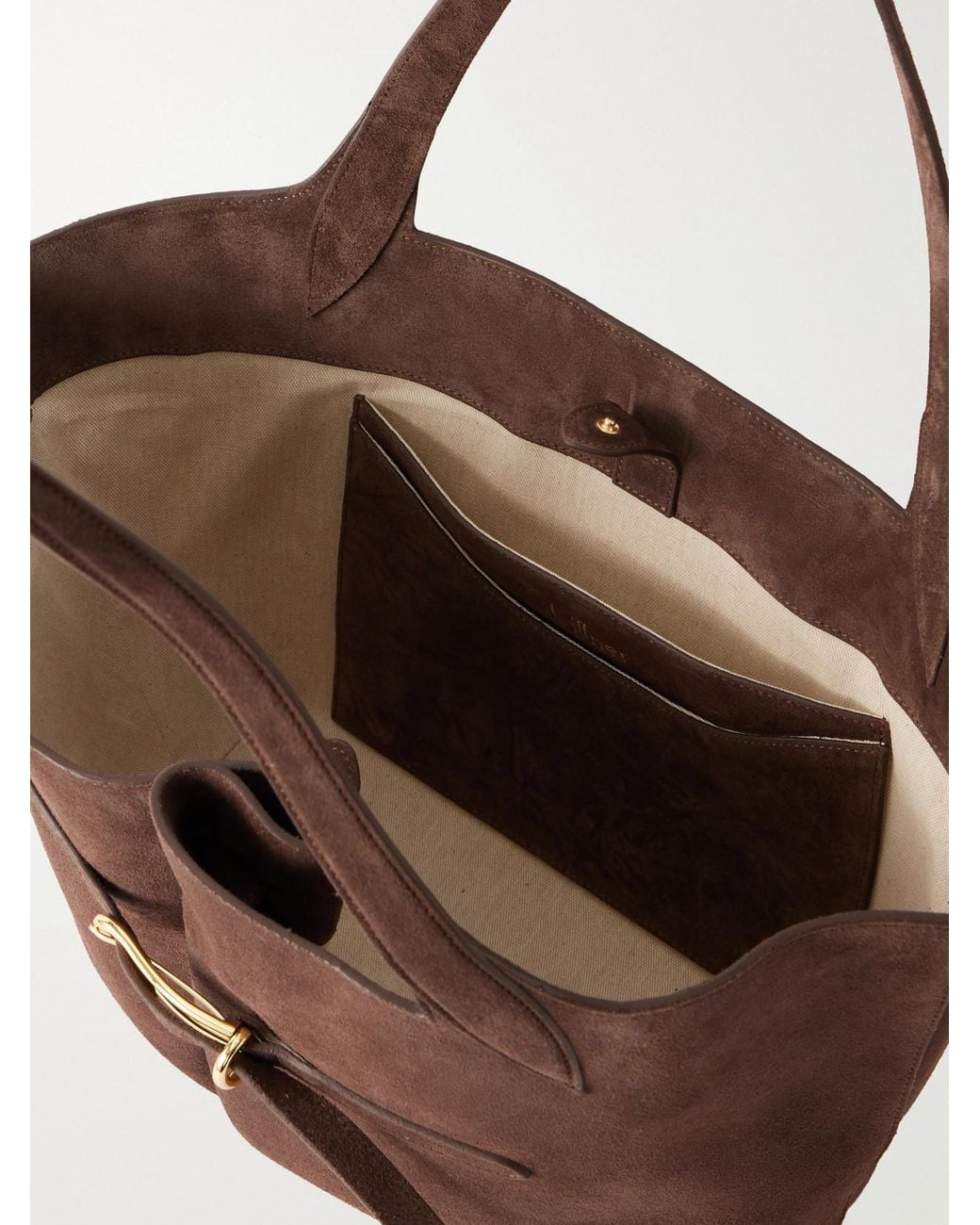 Liffner Brown Belted Suede Tote