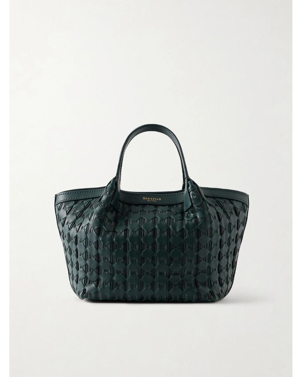 Serapian Blue Secret Mosaico Leather Top-Handle Bag