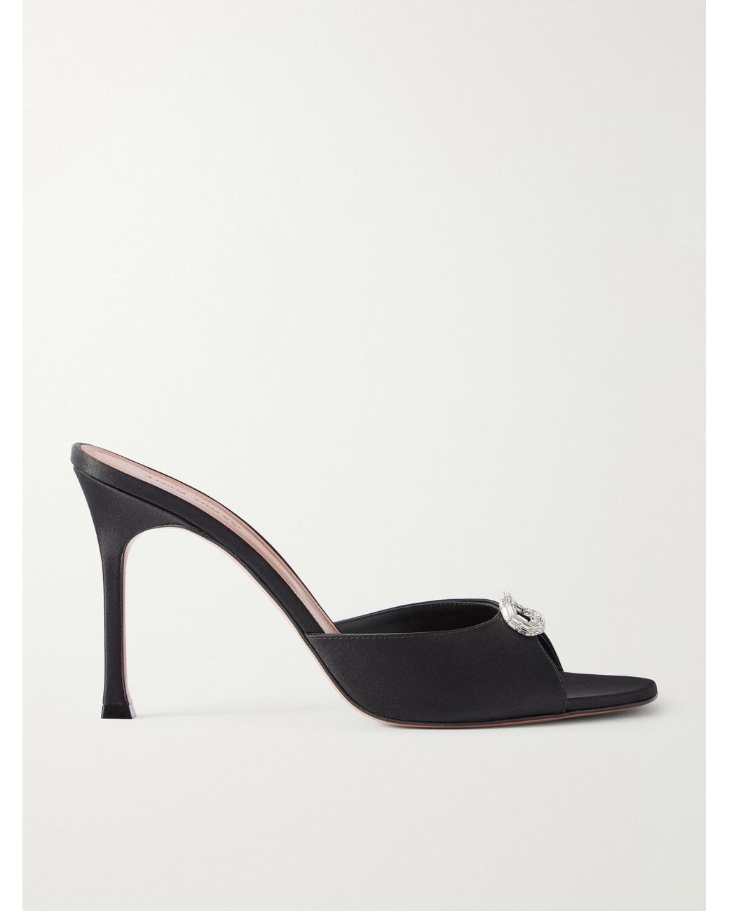 AMINA MUADDI Natural Mini Camelia 95 Embellished Satin Sandals