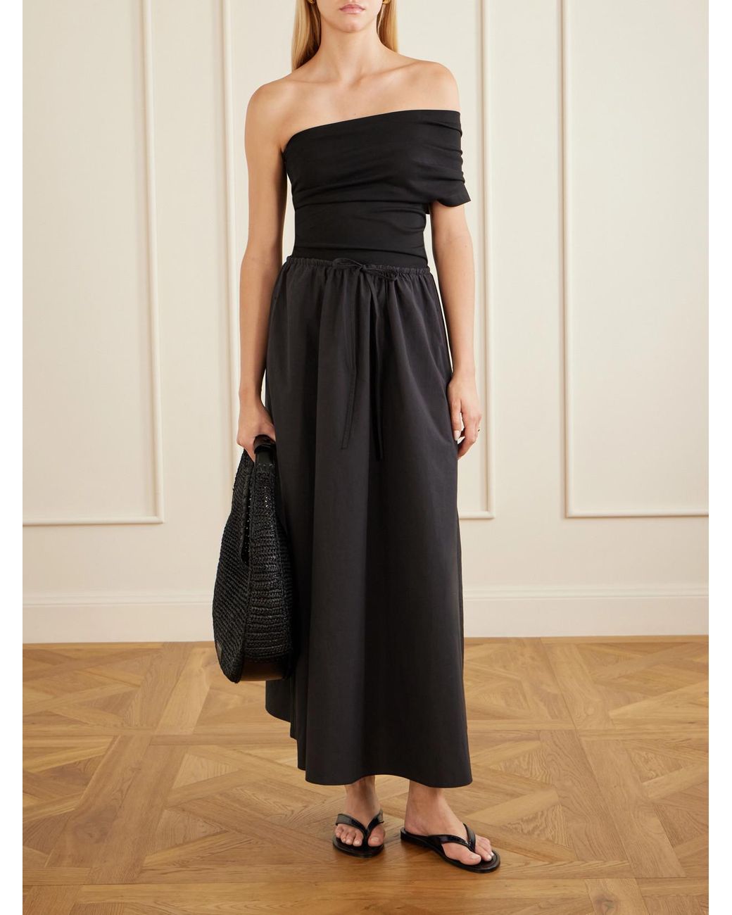 Matteau Blue Organic Cotton-Poplin Midi Skirt