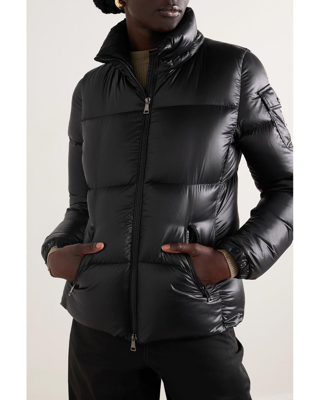 Moncler Black Fourmine Hooded Quilted Shell Down Jacket