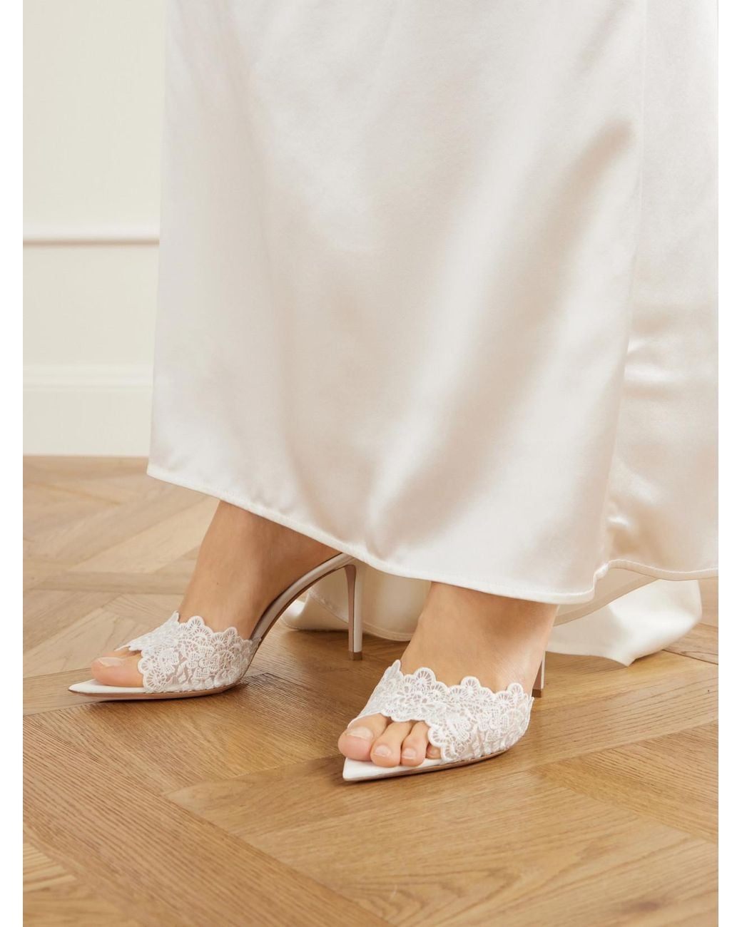 Gianvito Rossi Natural Yvonne 85 Lace Mules