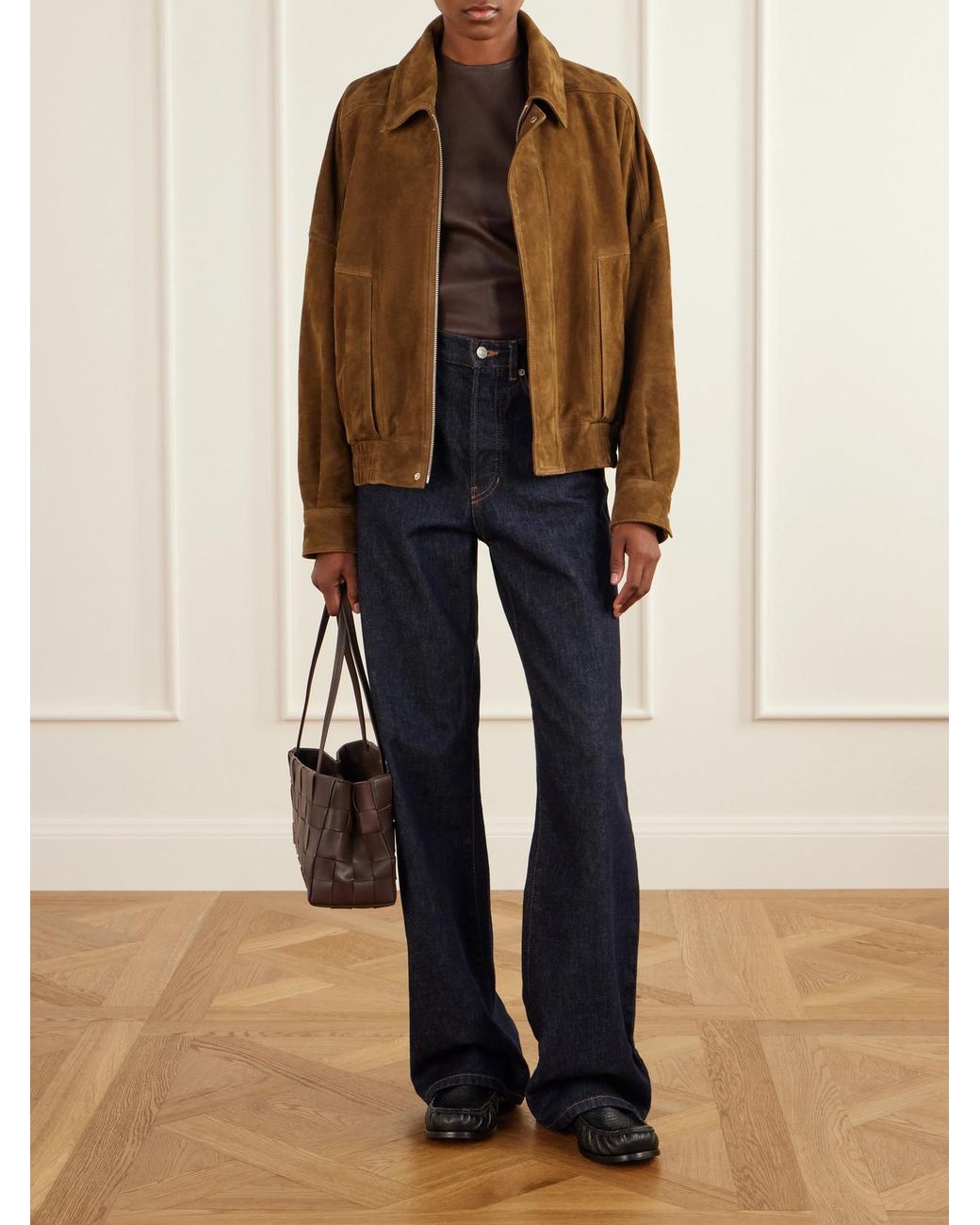 St. Agni Brown Woven Leather Shoulder Bag
