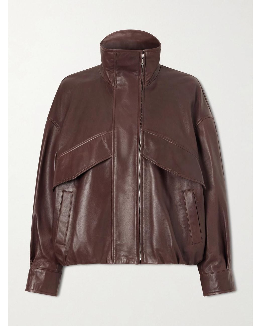 Nour Hammour Brown Leather Jacket