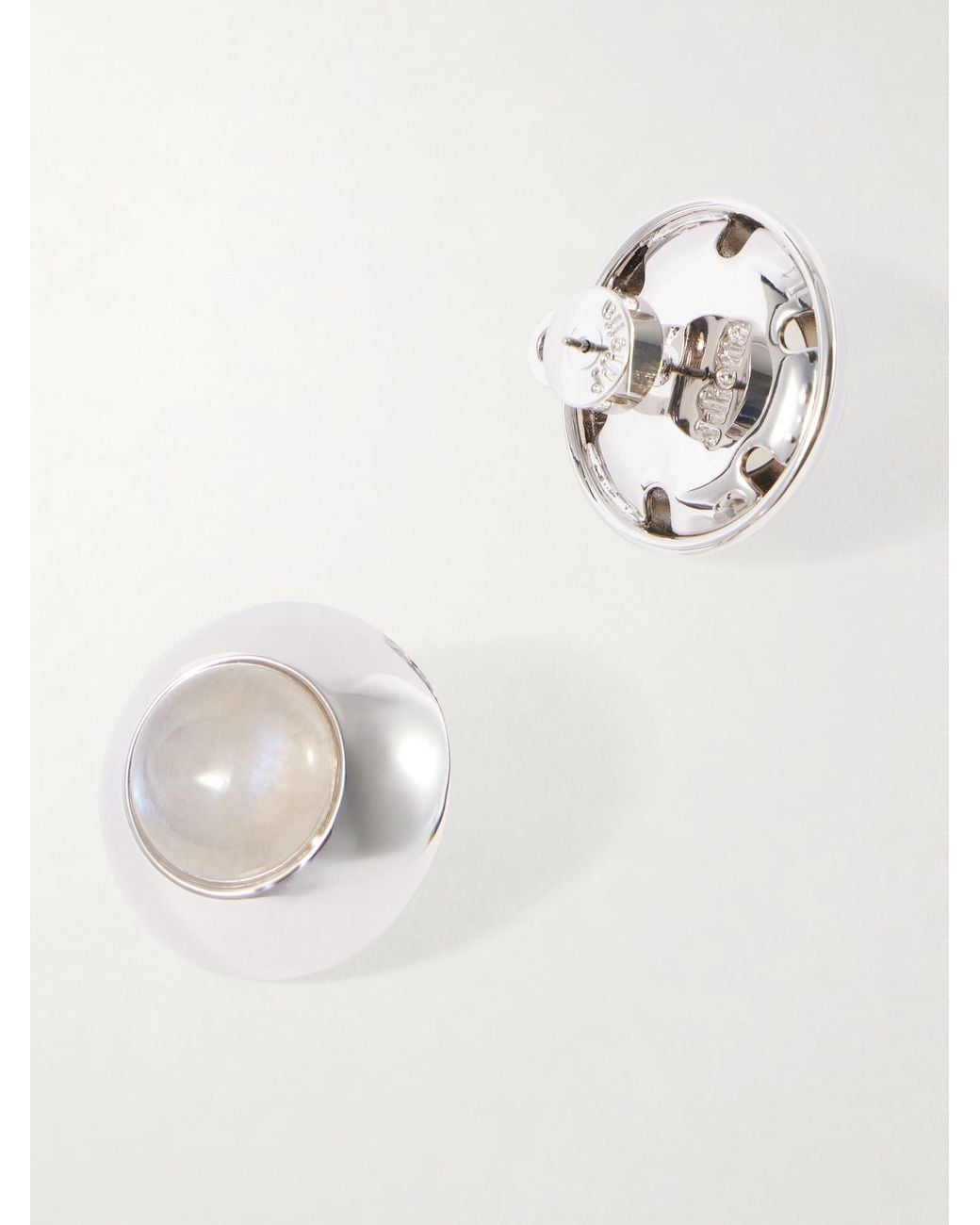 Julietta White Bombé Rhodium-Plated Moonstone Earrings