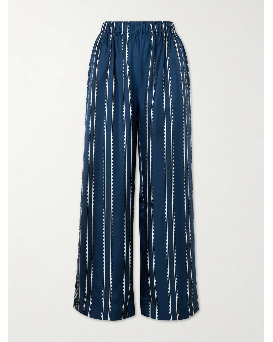 Eres Blue Oolong Striped Silk-Voile Straight-Leg Pants