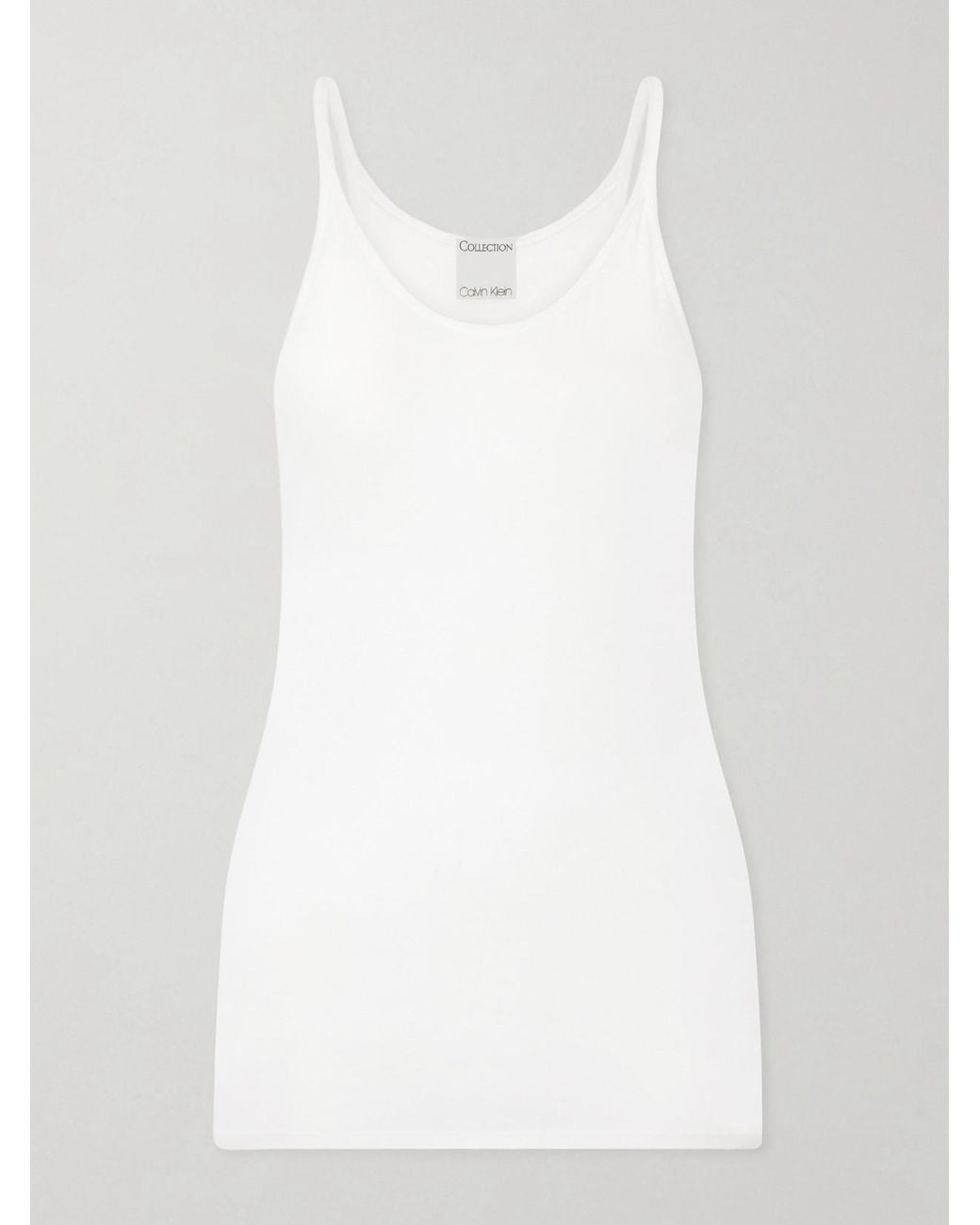 Calvin Klein White Alicia Cotton-Blend Jersey Tank Top