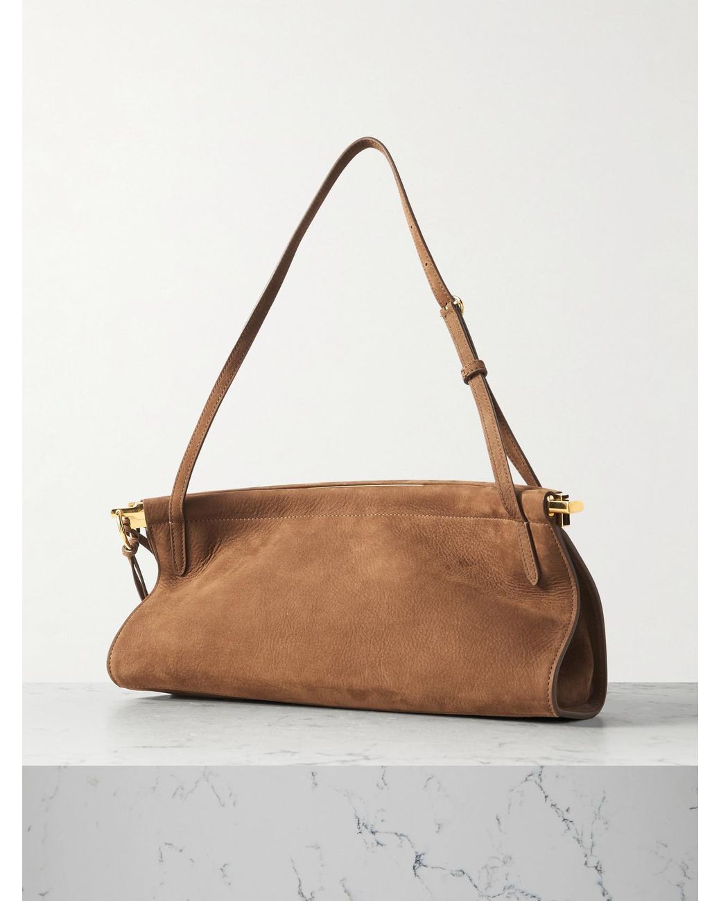 Alaïa Brown Click Medium Nubuck Shoulder Bag