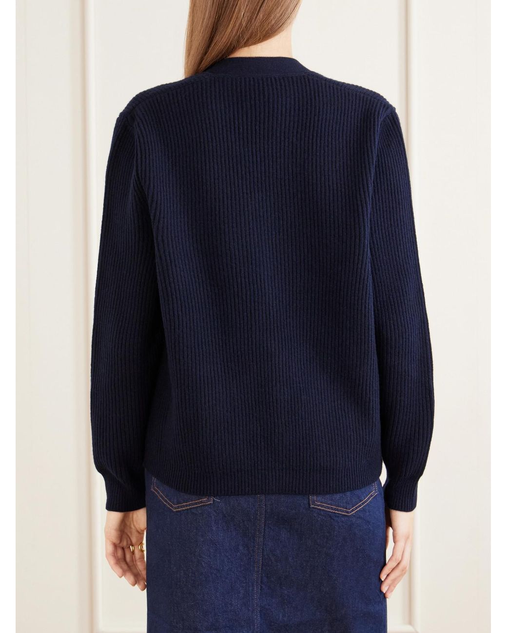 Blazé Milano Blue Ribbed Wool And Cashmere-Blend Cardigan