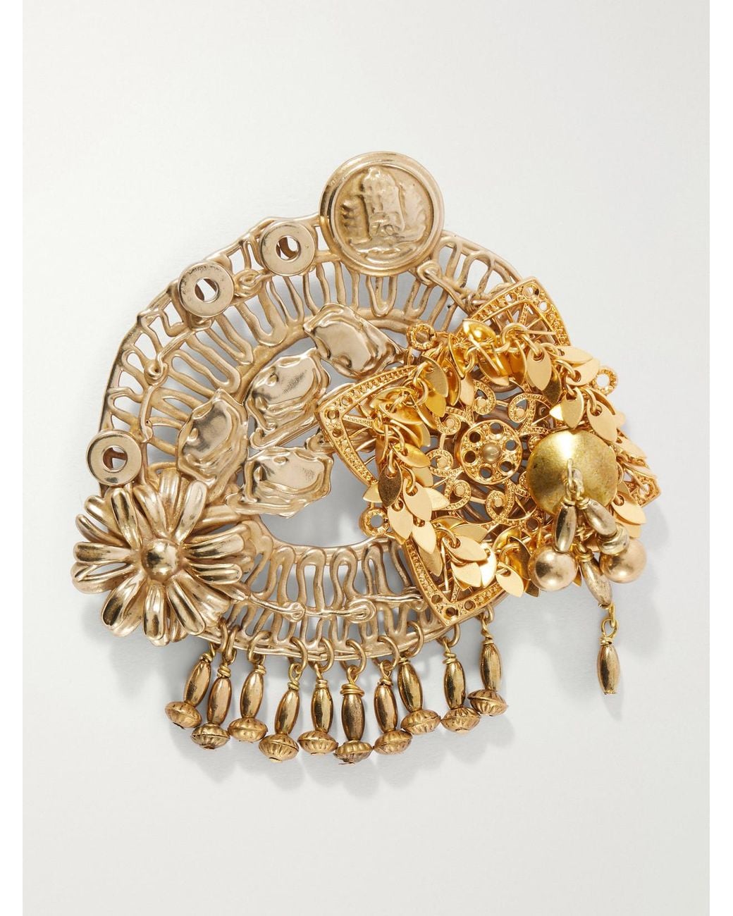 Dries Van Noten Metallic Embellished-Tone Brooch