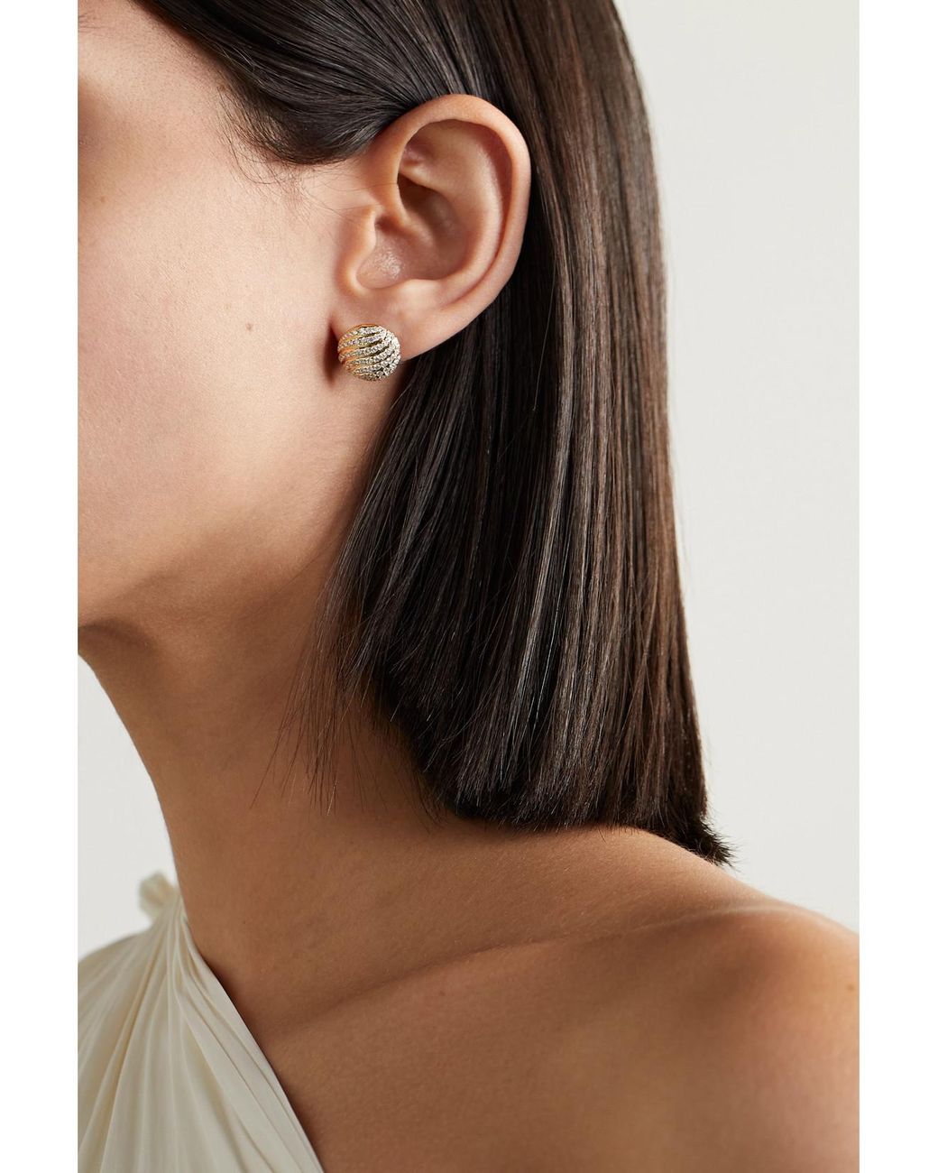 David Yurman Natural Sculpted Cable 18-Karat Diamond Earrings