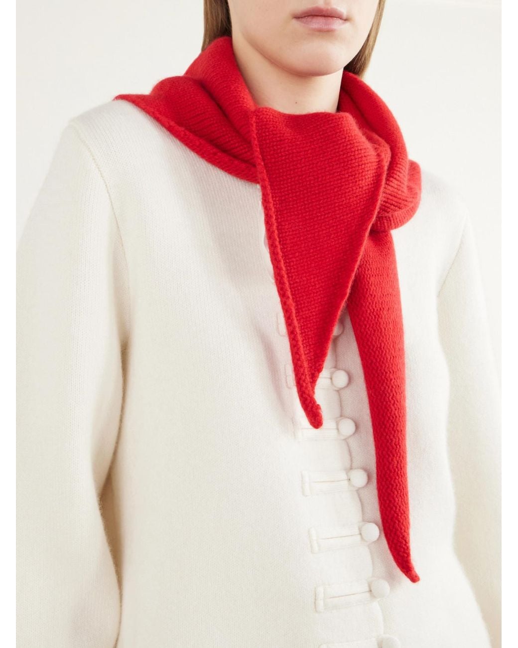Lisa Yang Red Mairi Cashmere Scarf