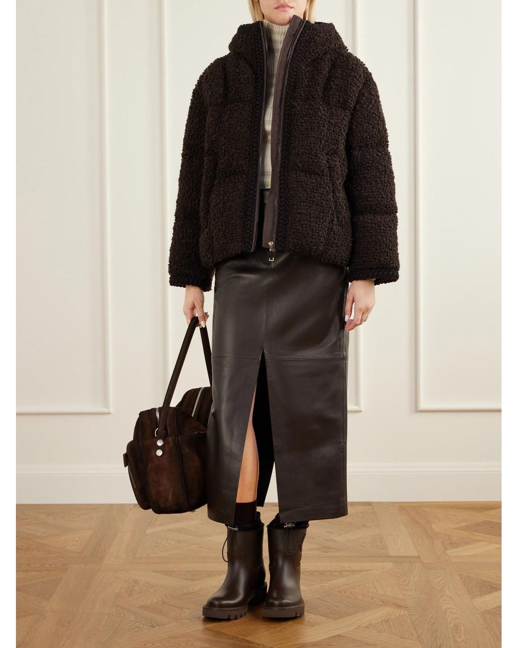 Moncler Black Cristallin Shell-Trimmed Bouclé Wool-Blend Jacket
