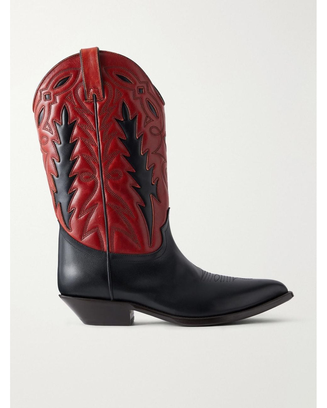 Rabanne Santiago Embroidered Two-Tone Leather Knee Boots