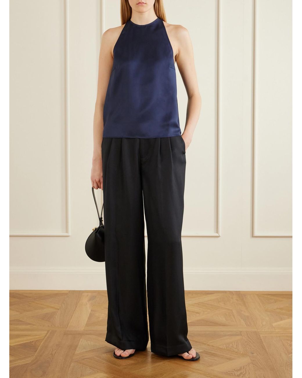 Loulou de Saison Blue Cape Silk-Twill Blouse