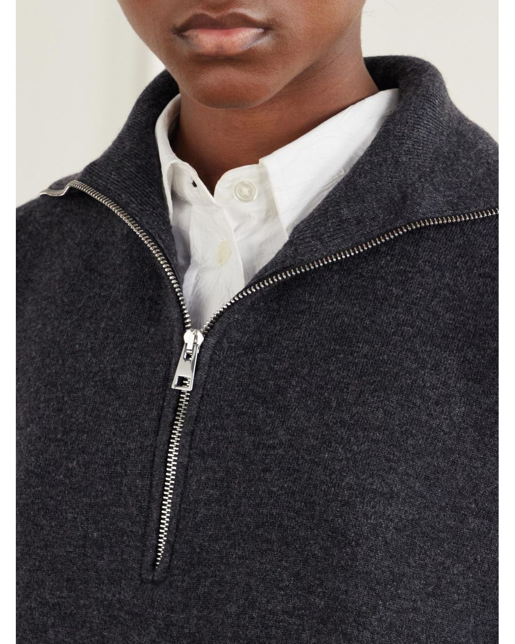 Rohe Blue Wool-Blend Half-Zip Sweater