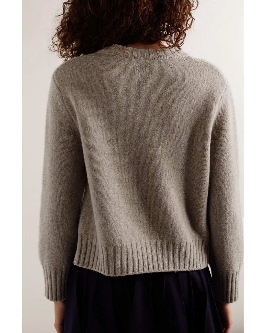 Bottega Veneta Natural Cropped Embellished Wool Sweater