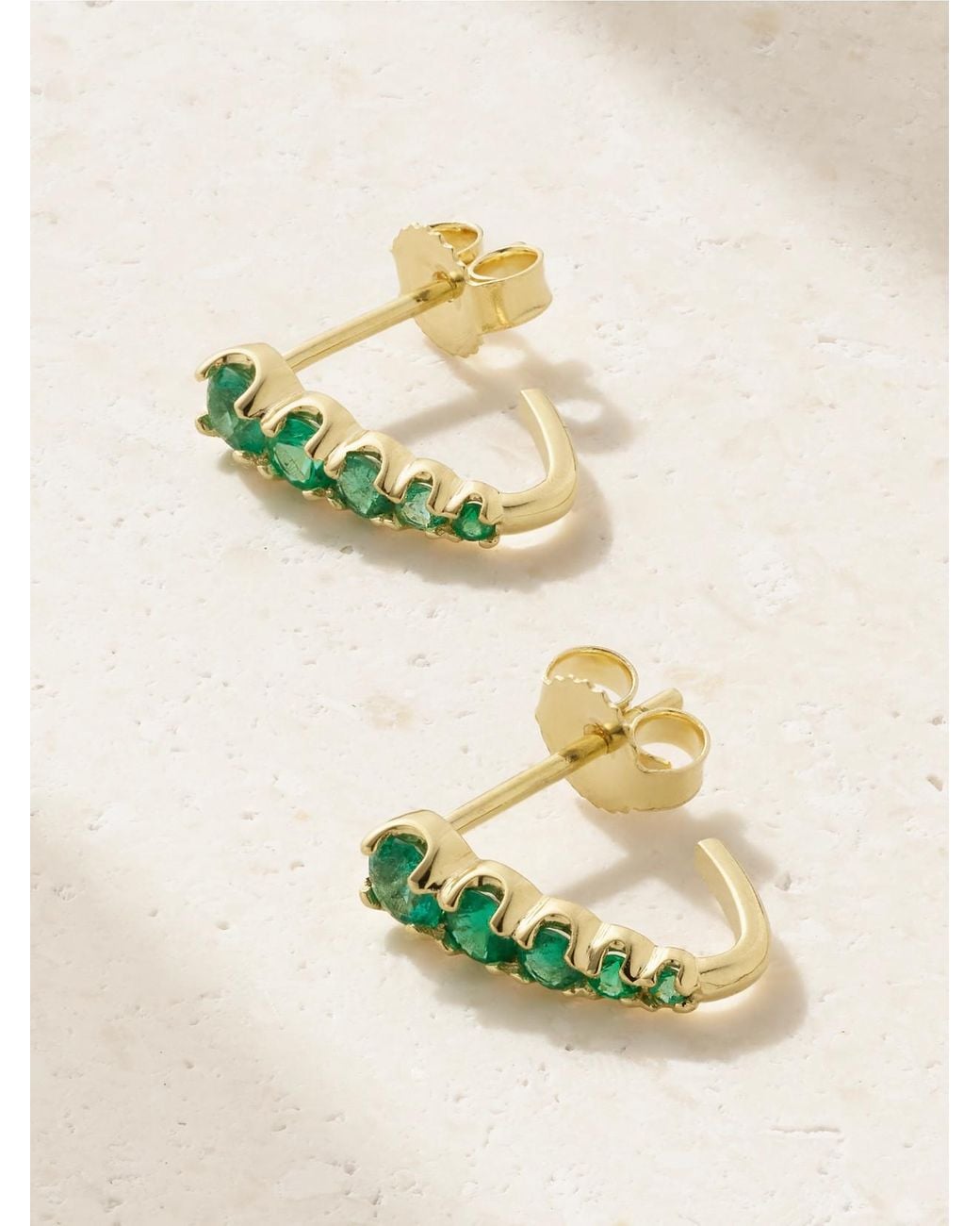 Jennifer Meyer Metallic Edith 18-Karat Emerald Earrings