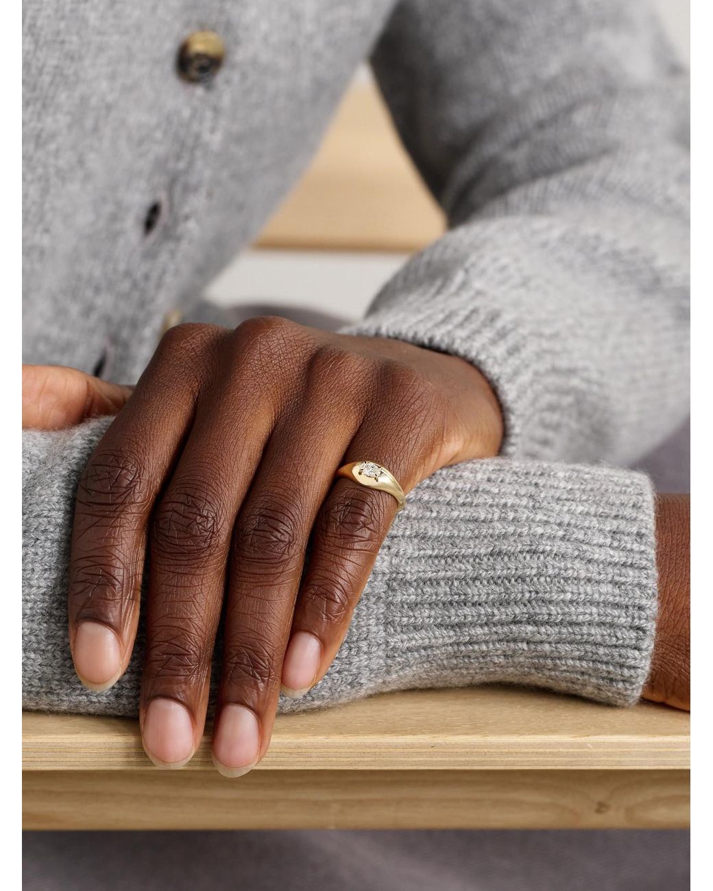 STONE AND STRAND Natural The Essential 14-Karat Diamond Pinky Ring