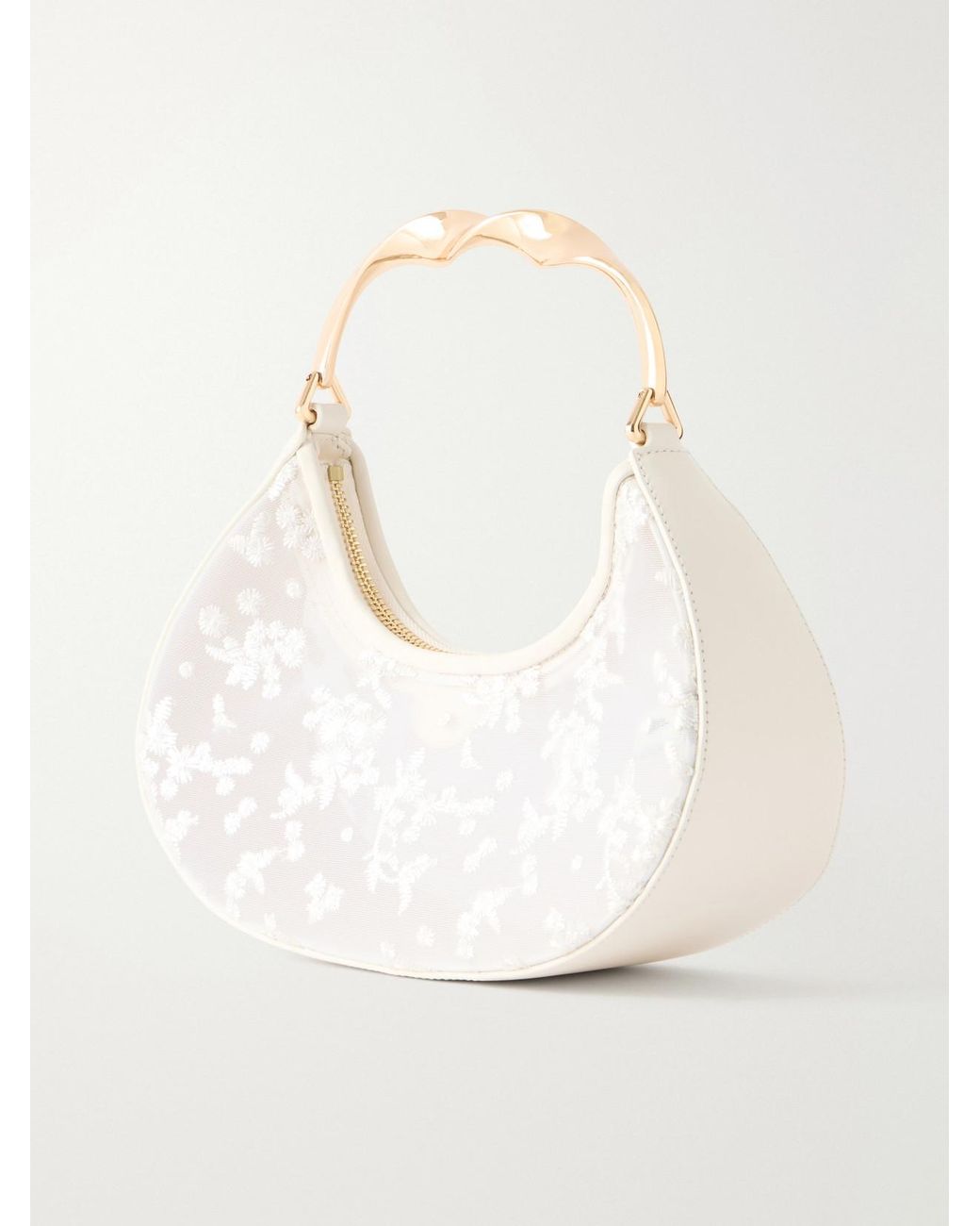 Jonathan Simkhai White Nixi Twist Leather-Trimmed Embroidered Mini Bag