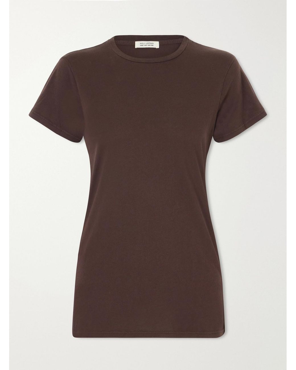 Nili Lotan Brown Lana Cotton-Jersey T-Shirt